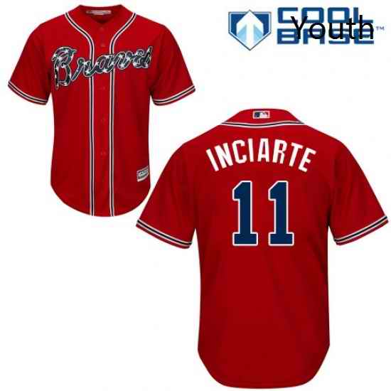 Youth Majestic Atlanta Braves 11 Ender Inciarte Authentic Red Alternate Cool Base MLB Jersey